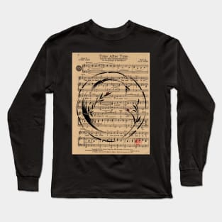 Time After Time - Sumie Enso Ink Brush Painting on Vintage Sheet Music Long Sleeve T-Shirt